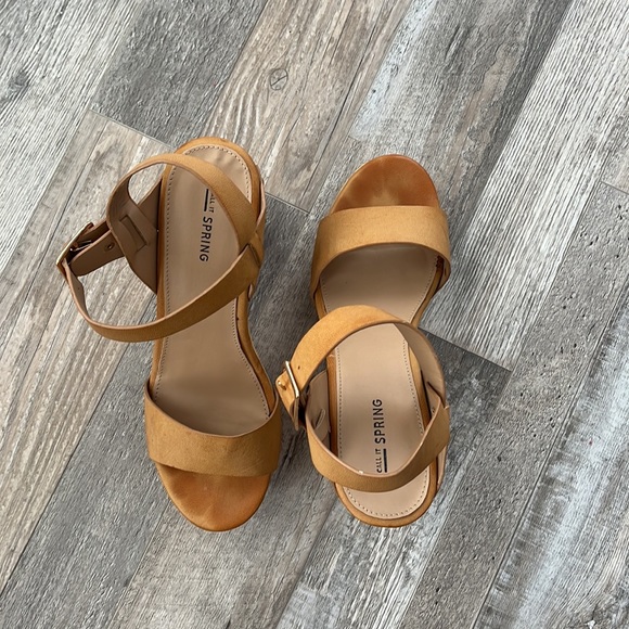 Call It Spring Tan Platform Wood Sandals - Picture 3 of 3